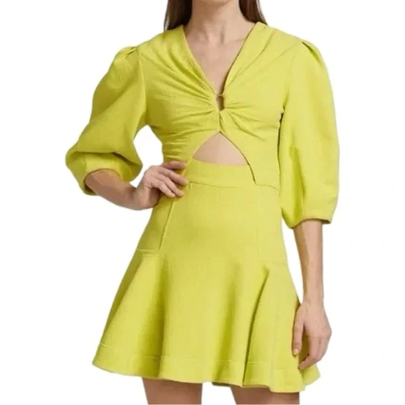 NWT Jonathan Simkhai Kayleigh Textured Ripple Crepe V Neck Dress - Picture 1 of 6